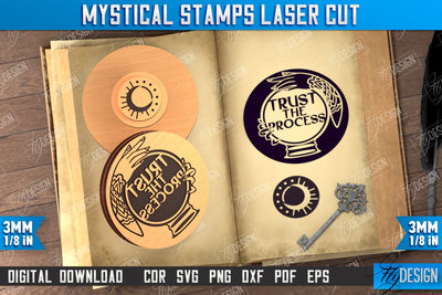 Mystical Stamp | Mystical Print | Template Stamp | Witch Design | CNC File SVG Fly Design 