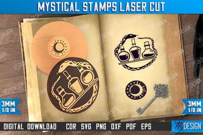 Mystical Stamp | Mystical Print | Template Stamp | Witch Design | CNC File SVG Fly Design 