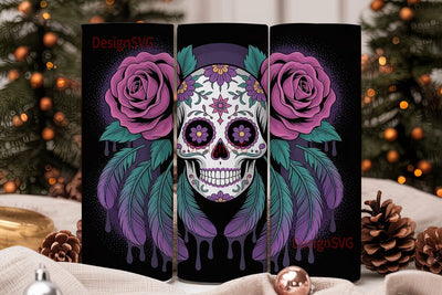Mystical Sugar Skull 20oz Tumbler Wrap Sublimation DesignSVG 