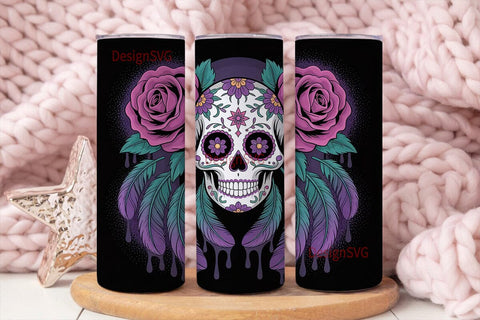 Mystical Sugar Skull 20oz Tumbler Wrap Sublimation DesignSVG 