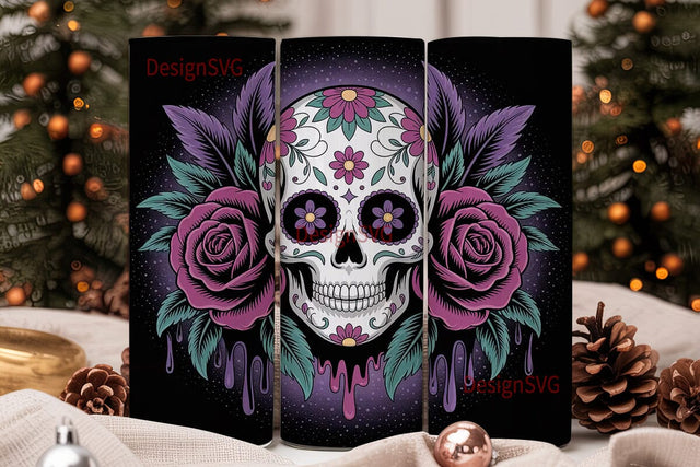 Mystical Sugar Skull 20oz Tumbler Wrap Sublimation DesignSVG 