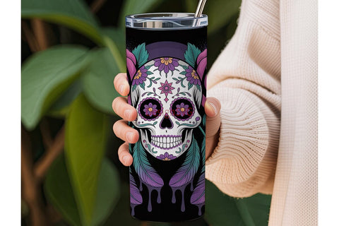 Mystical Sugar Skull 20oz Tumbler Wrap Sublimation DesignSVG 