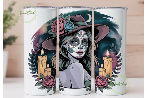 Mystical Sugar Skull 20oz Tumbler Wrap Sublimation PixelChick 