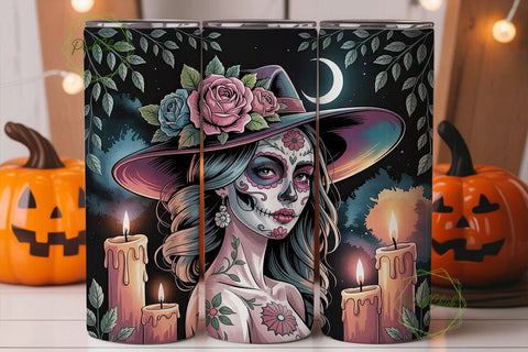 Mystical Sugar Skull 20oz Tumbler Wrap Sublimation PixelChick 
