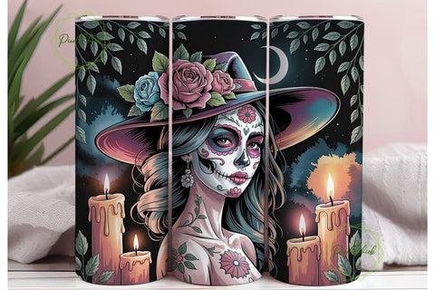 Mystical Sugar Skull 20oz Tumbler Wrap Sublimation PixelChick 