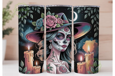 Mystical Sugar Skull 20oz Tumbler Wrap Sublimation PixelChick 