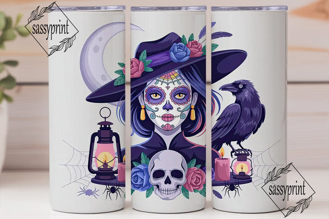Mystical Sugar Skull 20oz Tumbler Wrap Sublimation sassyprint 