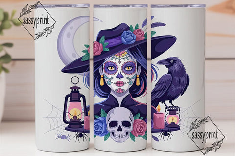 Mystical Sugar Skull 20oz Tumbler Wrap Sublimation sassyprint 