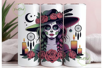 Mystical Sugar Skull Girl 20oz Tumbler Sublimation PixelChick 
