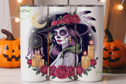 Mystical Sugar Skull Girl 20oz Tumbler Sublimation PixelChick 
