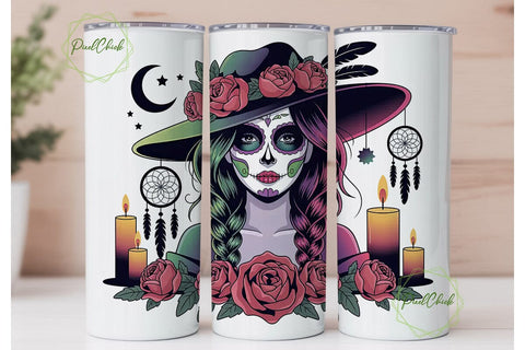 Mystical Sugar Skull Girl 20oz Tumbler Sublimation PixelChick 