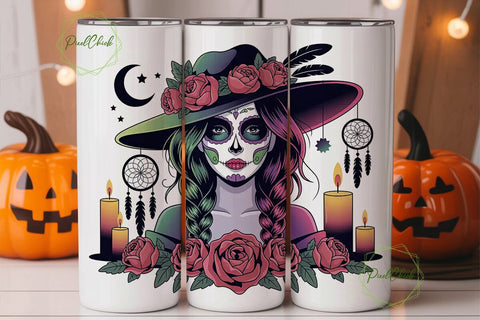 Mystical Sugar Skull Girl 20oz Tumbler Sublimation PixelChick 