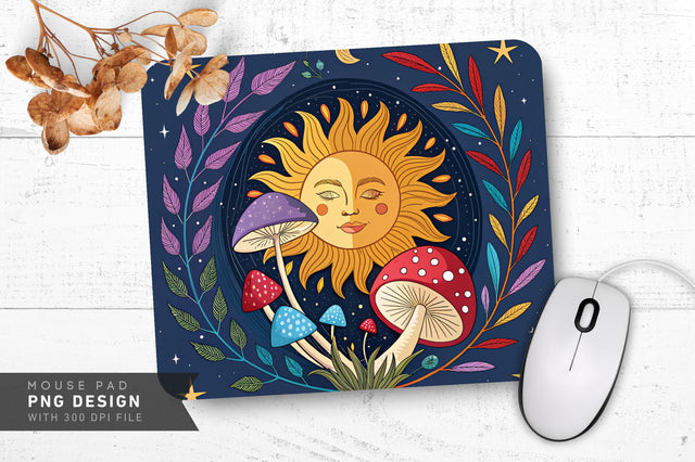 Mystical Sun and Moon Mousepad Design Sublimation Regulrcrative 