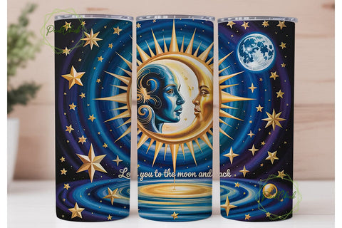 Mystical Sun Moon 20oz Tumbler Wrap Sublimation PixelChick 