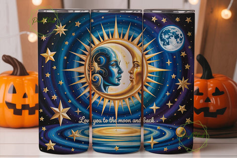 Mystical Sun Moon 20oz Tumbler Wrap Sublimation PixelChick 