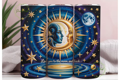 Mystical Sun Moon 20oz Tumbler Wrap Sublimation PixelChick 