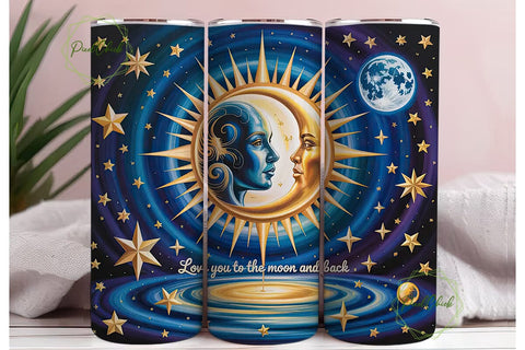 Mystical Sun Moon 20oz Tumbler Wrap Sublimation PixelChick 
