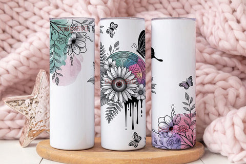 Mystical Sunflower Butterfly Tumbler Sublimation DesignSVG 