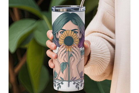 Mystical Sunflower Girl 20oz Tumbler Sublimation DesignSVG 