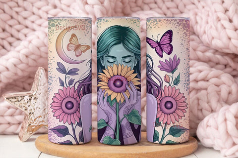 Mystical Sunflower Girl 20oz Tumbler Sublimation DesignSVG 