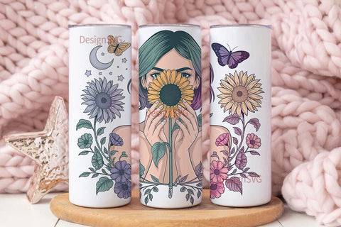 Mystical Sunflower Girl 20oz Tumbler Sublimation DesignSVG 