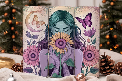 Mystical Sunflower Girl 20oz Tumbler Sublimation DesignSVG 