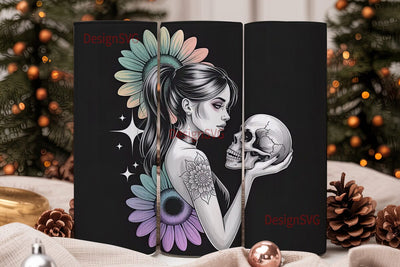 Mystical Sunflower Skull 20oz Tumbler Sublimation DesignSVG 