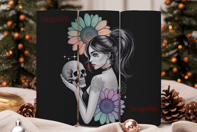 Mystical Sunflower Skull 20oz Tumbler Sublimation DesignSVG 
