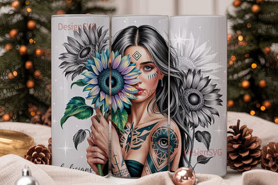 Mystical Sunflower Woman 20oz Tumbler Sublimation DesignSVG 