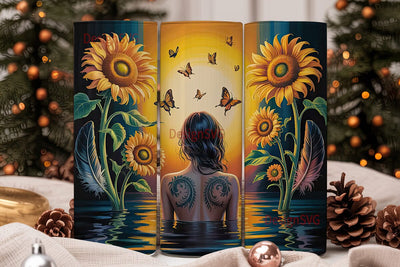 Mystical Sunflower Woman 20oz Tumbler Sublimation DesignSVG 