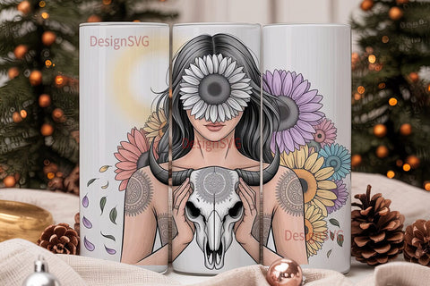 Mystical Sunflower Woman 20oz Tumbler Sublimation DesignSVG 