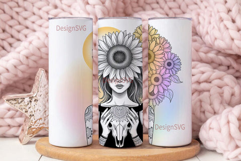 Mystical Sunflower Woman 20oz Tumbler Sublimation DesignSVG 