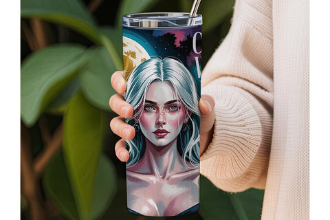Mystical Sunflower Woman 20oz Tumbler Sublimation DesignSVG 