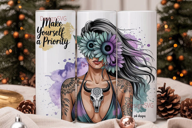 Mystical Sunflower Woman 20oz Tumbler Sublimation DesignSVG 