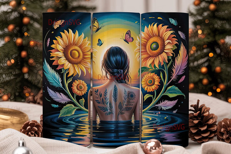 Mystical Sunflower Woman 20oz Tumbler Sublimation DesignSVG 