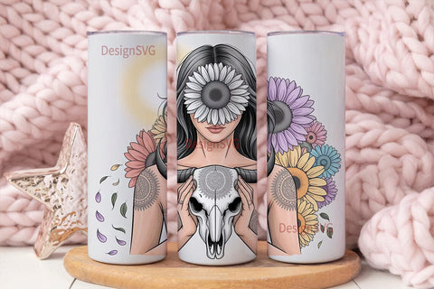 Mystical Sunflower Woman 20oz Tumbler Sublimation DesignSVG 