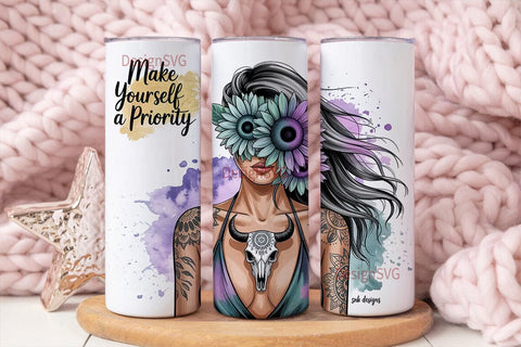 Mystical Sunflower Woman 20oz Tumbler Sublimation DesignSVG 