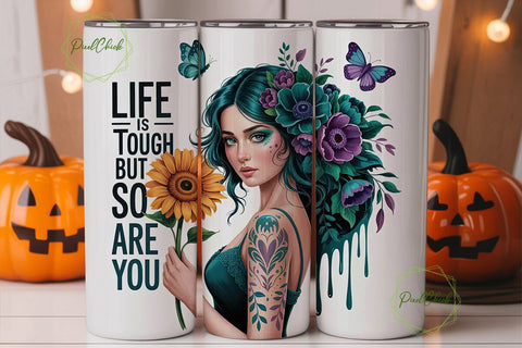 Mystical Sunflower Woman 20oz Tumbler Sublimation PixelChick 
