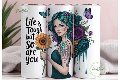 Mystical Sunflower Woman 20oz Tumbler Sublimation PixelChick 