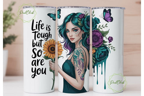 Mystical Sunflower Woman 20oz Tumbler Sublimation PixelChick 