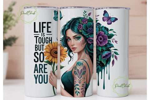 Mystical Sunflower Woman 20oz Tumbler Sublimation PixelChick 