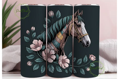 Mystical Teal Horse 20oz Tumbler Wrap Sublimation PixelChick 