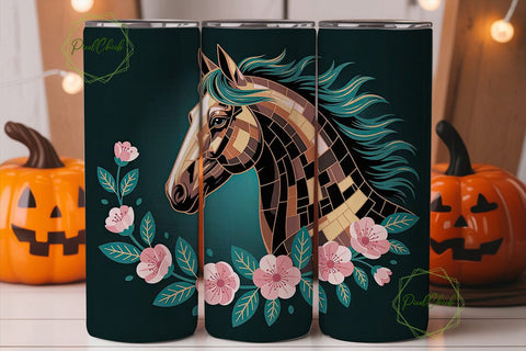 Mystical Teal Horse 20oz Tumbler Wrap Sublimation PixelChick 