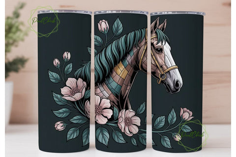 Mystical Teal Horse 20oz Tumbler Wrap Sublimation PixelChick 