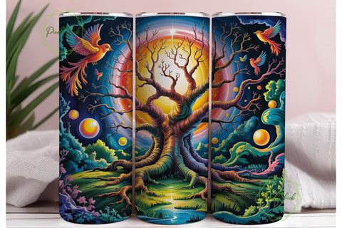 Mystical Tree of Life 20oz Tumbler Wrap Sublimation PixelChick 