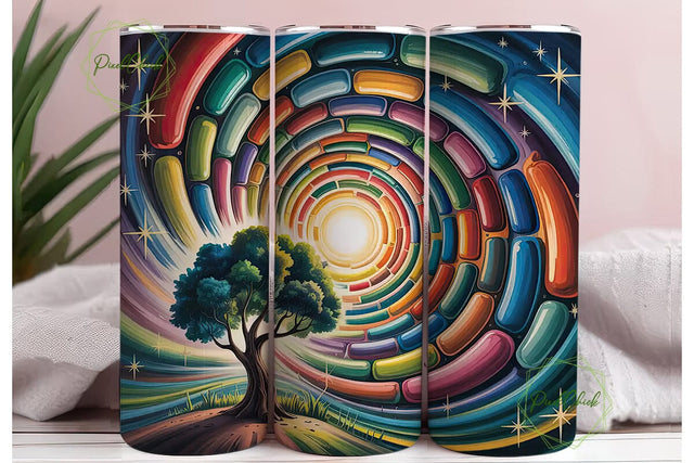 Mystical Tree Vortex 20oz Tumbler Wrap Sublimation PixelChick 