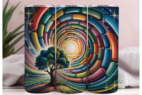 Mystical Tree Vortex 20oz Tumbler Wrap Sublimation PixelChick 