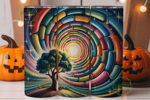 Mystical Tree Vortex 20oz Tumbler Wrap Sublimation PixelChick 