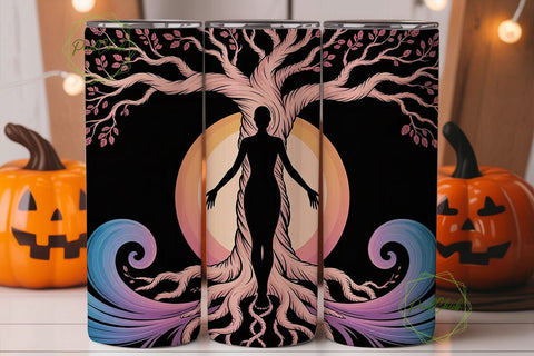 Mystical Tree Woman 20oz Tumbler Wrap Sublimation PixelChick 