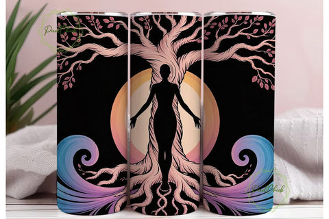 Mystical Tree Woman 20oz Tumbler Wrap Sublimation PixelChick 